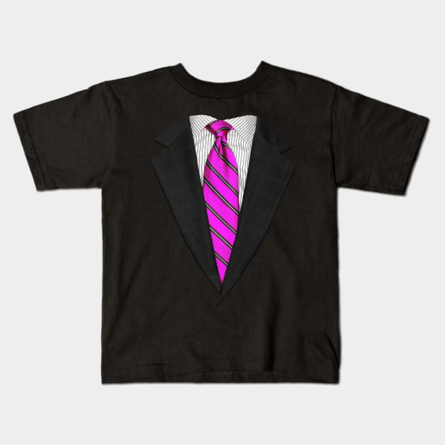 Pink Suit Up! Realistic Suit and Tie Casual Graphic for Zoom Kids T-Shirt by ChattanoogaTshirt